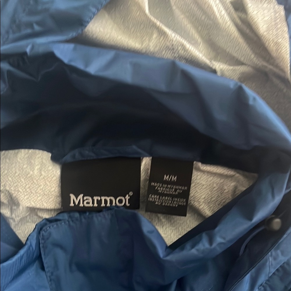 Marmot Blue Outdoor Raincoat with Hood